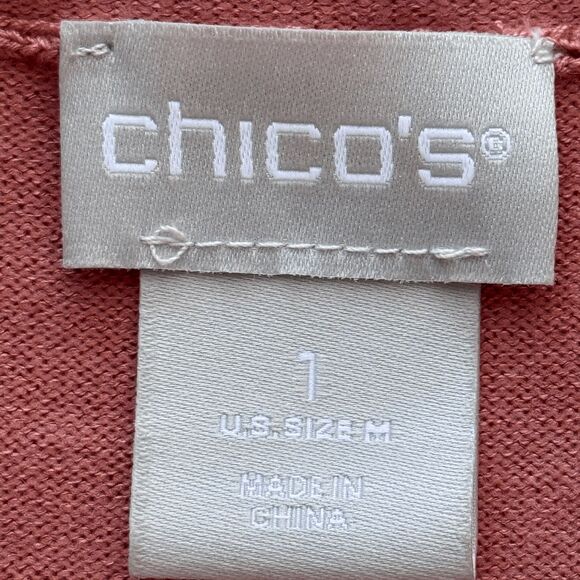 Chico's Dusty Rose, Rolled V-Neckline Pullover, Size Medium‎ - Picture 6 of 10
